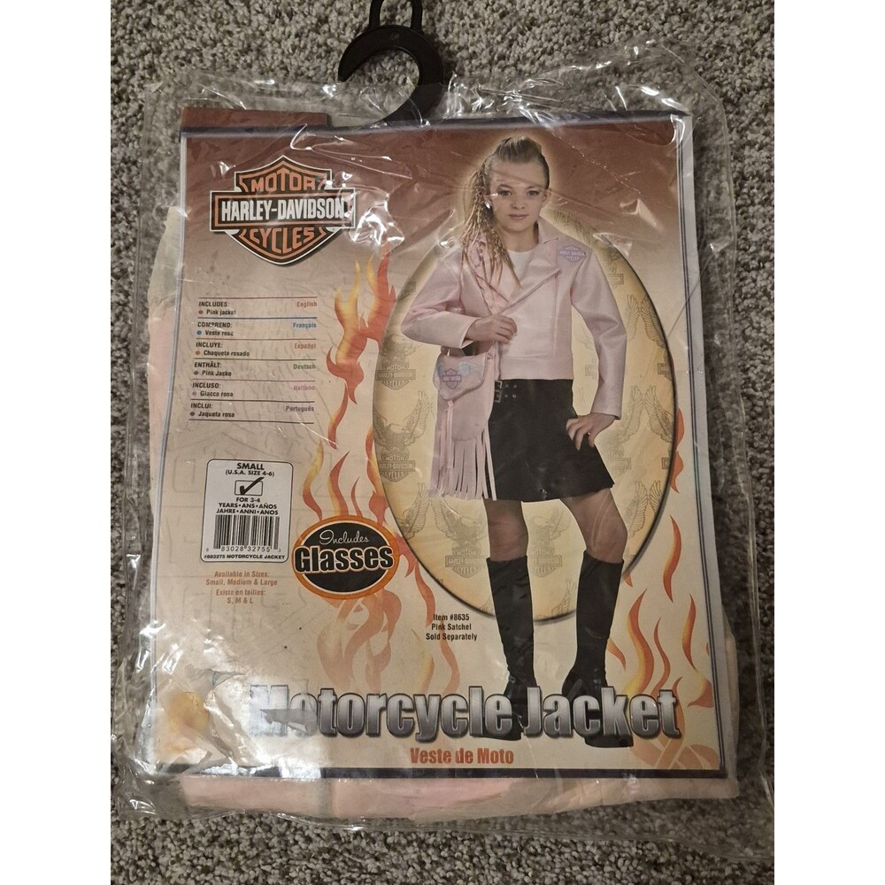 Harley Davidson Halloween Costume Girls Size 4-6 New with Glasses Pink